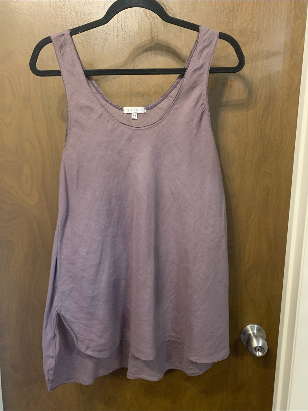 Mauve Scoop Neck Linen-Blend Tank